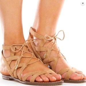 Sam Edelman Dawson Camel Suede Gladiator Sandals
